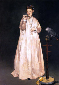  Edouard Manet Young Lady with a Parrot - Art Print