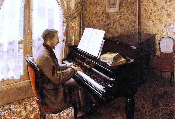  Gustave Caillebotte Young Man Playing the Piano - Art Print