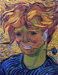  Vincent Van Gogh Young Man with Cornflower - Art Print