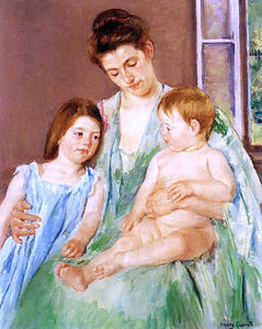  Mary Cassatt A Young Mother and Two Children - Art Print