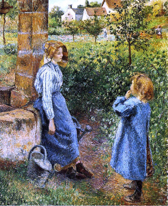  Camille Pissarro A Young Woman and Child at the Well - Art Print