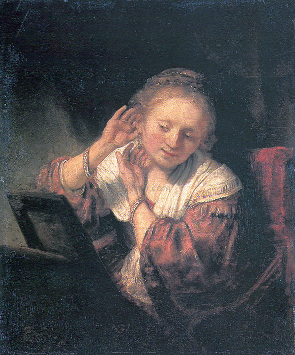  Rembrandt Van Rijn Young Woman at a Mirror - Art Print