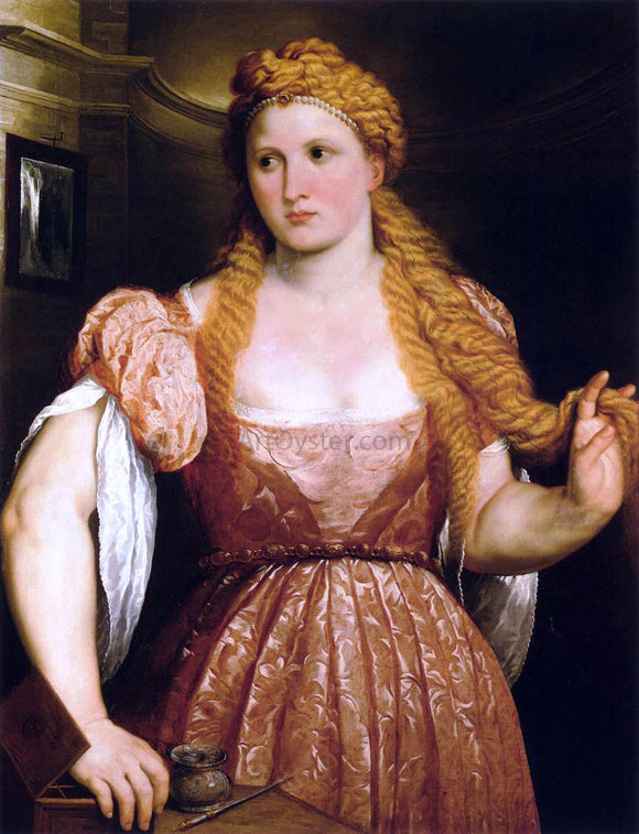  Paris Bordone Young Woman at Her Toilet - Art Print