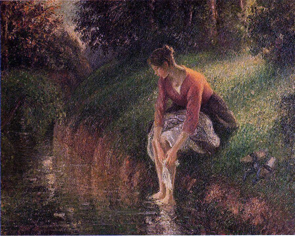  Camille Pissarro Young Woman Bathing Her Feet (also known as The Foot Bath) - Art Print
