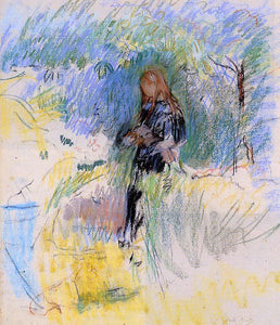  Berthe Morisot Young Woman Holding a Dog in Her Arms - Art Print