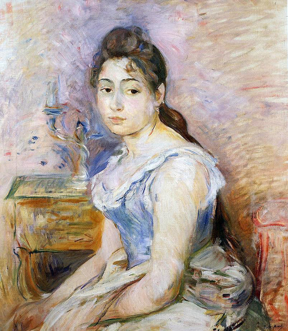  Berthe Morisot Young Woman in a Blue Blouse - Art Print