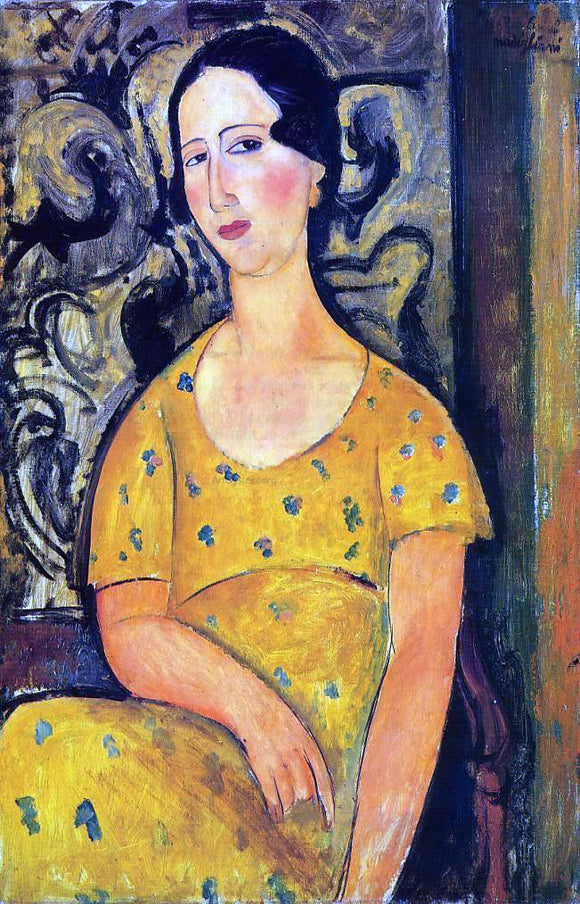  Amedeo Modigliani Young Woman in a Yellow Dress (also known as Madame Modot) - Art Print