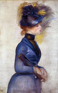  Pierre Auguste Renoir Young Woman in Bright Blue at the Conservatory - Art Print