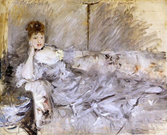  Berthe Morisot Young Woman in Grey Reclining - Art Print