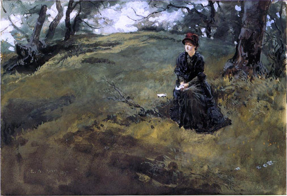  Edwin Austin Abbey Young Woman in the Woods - Art Print