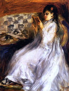  Pierre Auguste Renoir Young Woman in White Reading - Art Print