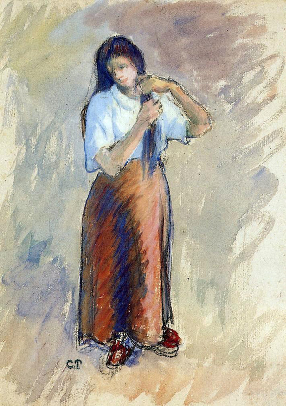  Camille Pissarro Young Woman Knotting Her Hair - Art Print