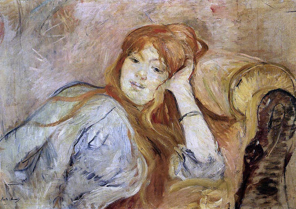  Berthe Morisot Young Woman Leaning on Her Elbow - Art Print