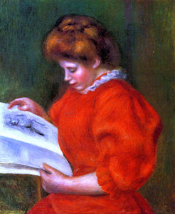  Pierre Auguste Renoir Young Woman Looking at a Print - Art Print