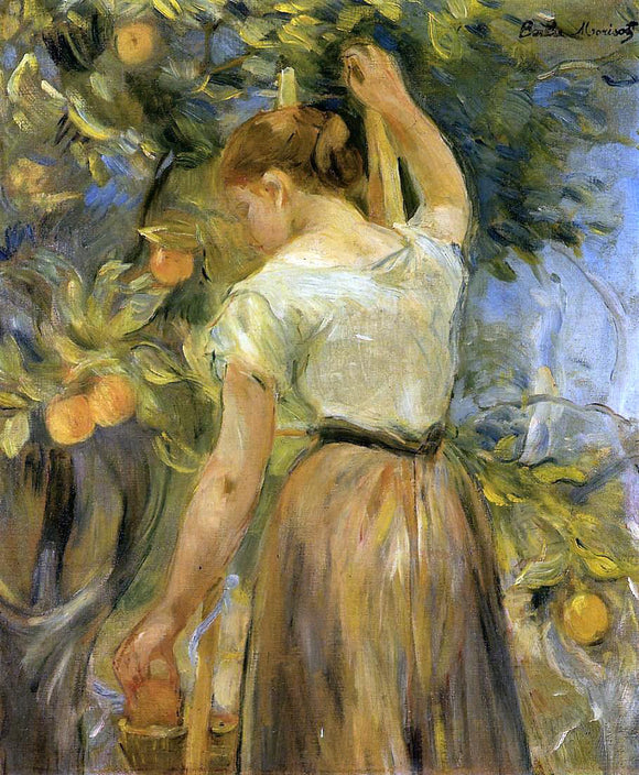 Berthe Morisot Young Woman Picking Oranges - Art Print