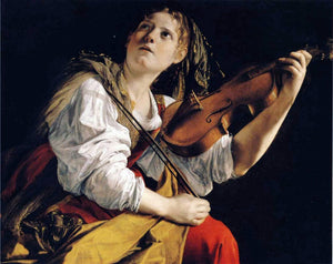  Orazio Gentileschi Young Woman Playing a Violin - Art Print
