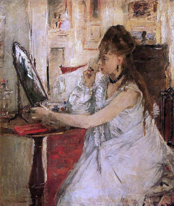  Berthe Morisot Young Woman Powdering Her Face - Art Print
