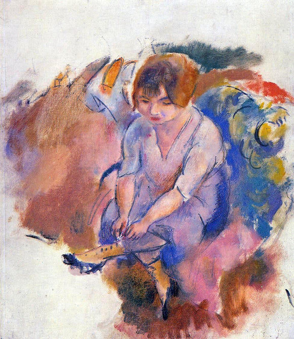  Jules Pascin Young Woman Putting on Her Socks - Art Print