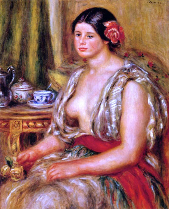  Pierre Auguste Renoir Young Woman Seated in an Oriental Costume - Art Print