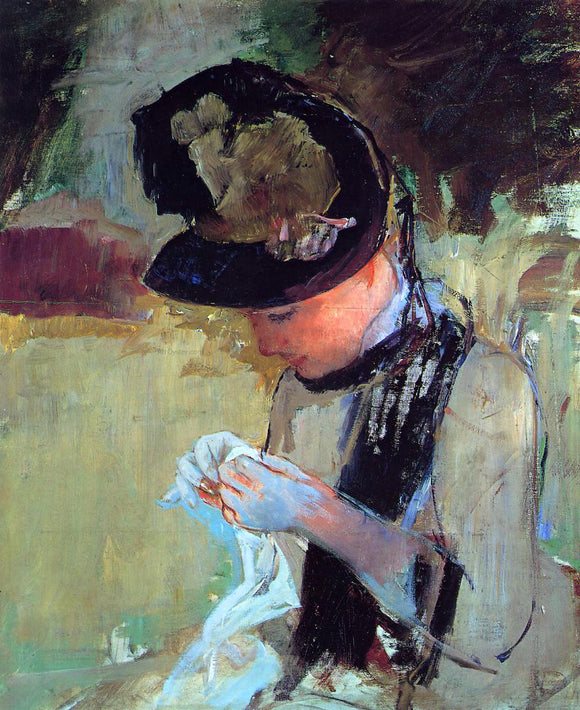  Mary Cassatt Young Woman Sewing in the Garden - Art Print