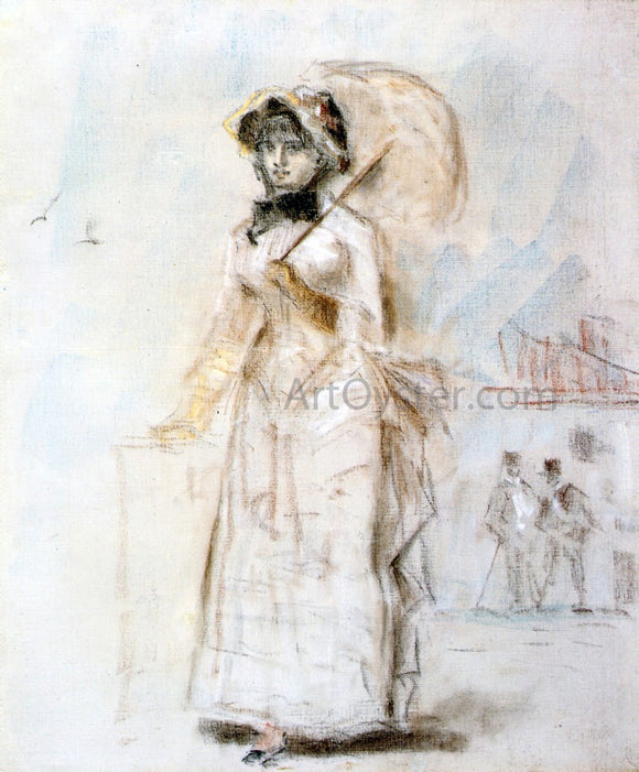  Edouard Manet Young Woman Taking a Walk, Holding an Open Umbrella - Art Print