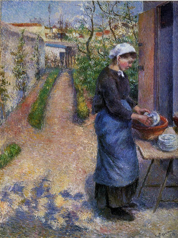  Camille Pissarro Young Woman Washing Plates - Art Print