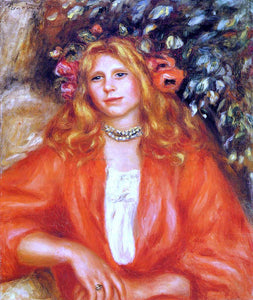  Pierre Auguste Renoir Young Woman Wearing a Garland of Flowers - Art Print