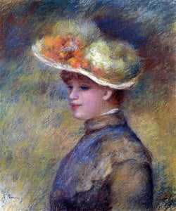 Pierre Auguste Renoir Young Woman Wearing a Hat - Art Print