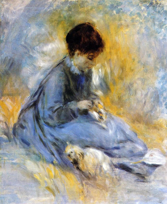  Pierre Auguste Renoir Young Woman with a Dog - Art Print
