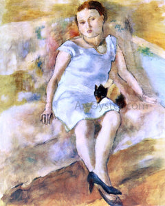  Jules Pascin Young Woman with a Little Dog - Art Print