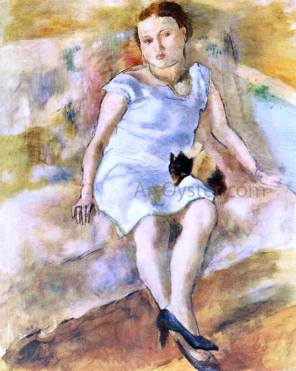  Jules Pascin Young Woman with a Little Dog - Art Print