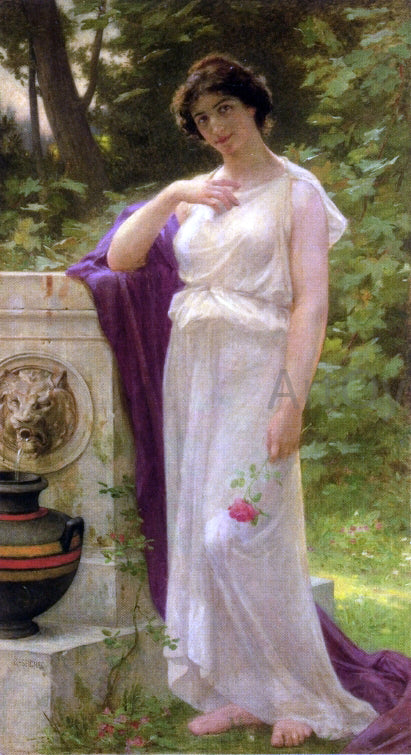  Guillaume Seignac Young Woman with a Rose - Art Print