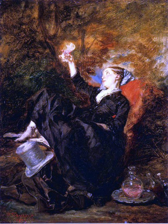  Octave Tassaert Young Woman with a Wine Glass - Art Print