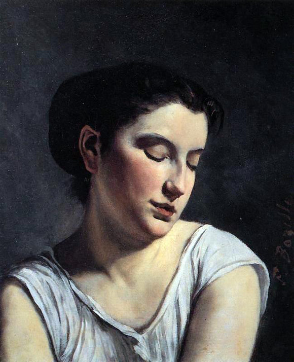  Jean Frederic Bazille Young Woman with Lowered Eyes - Art Print