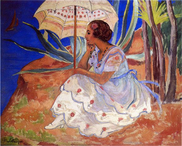  Henri Lebasque Young woman with Umbrella at St Maxime - Art Print
