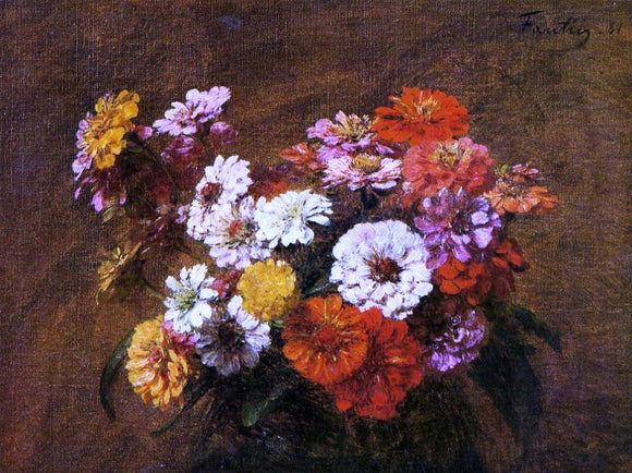  Henri Fantin-Latour Zinnias in a Vase - Art Print